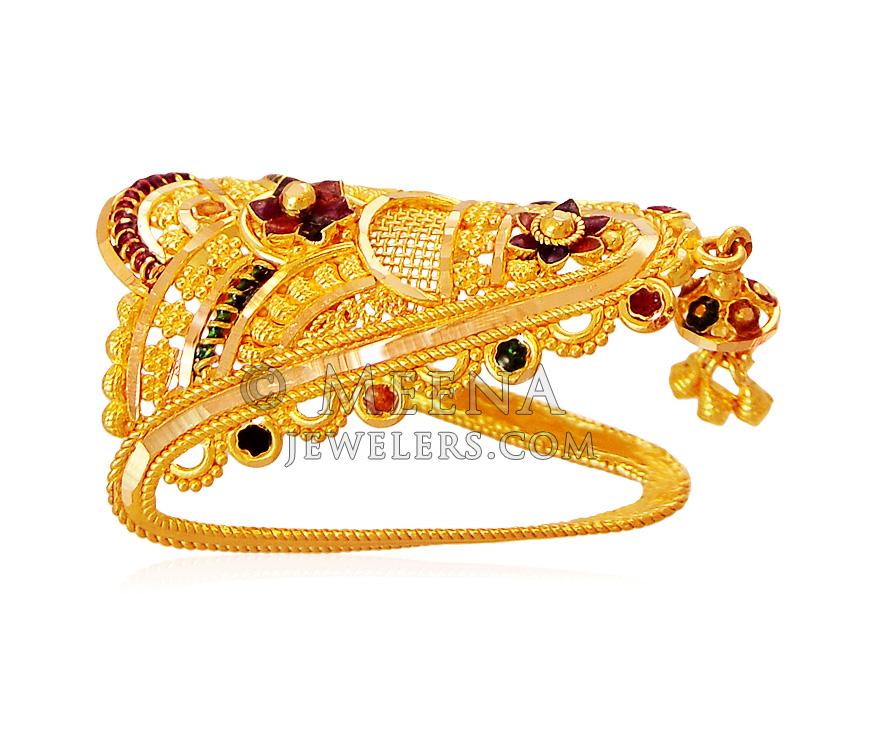 22K Meenakari Vanki Ring RiLg18445 22K Gold South Indian style ring