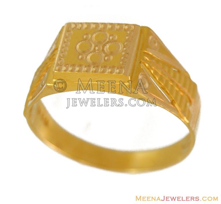 22K Mens Fancy Ring - RiMs9734 - 22K Mens Yellow Gold Ring with ...