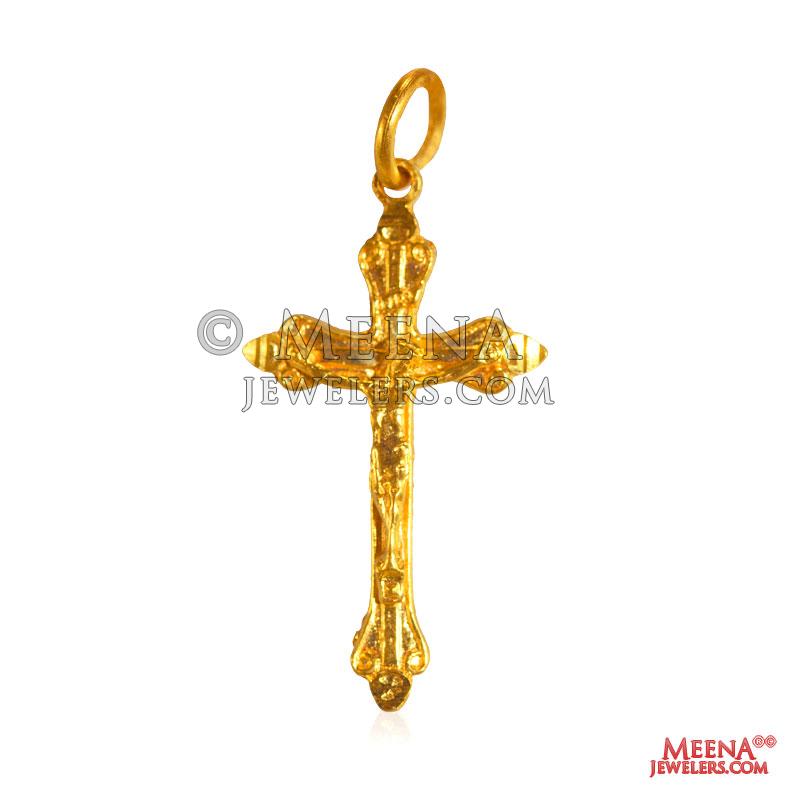 22kt Gold Cross Jesus Pendant PeFc25503 22kt Gold Cross Jesus Pendant . Pendant is