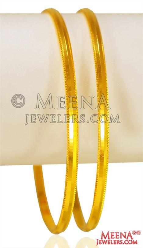 22k Gold Machine Bangles (2 Pcs) - BaGo27234 - 22k Gold Machine Bangles ...