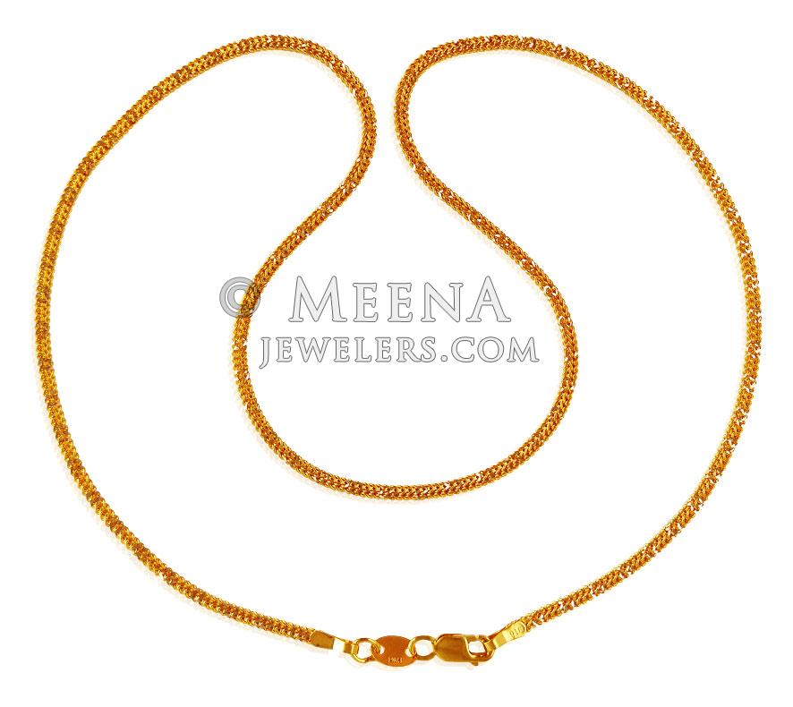 22K Gold Flat Rodhium Chain - chpl21098 - 22k gold flat Chain is ...