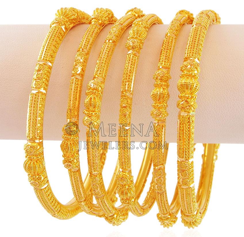 22k Designer Pipe Bangles Filigree - bast17418 - 22k Gold Pipe Bangles ...