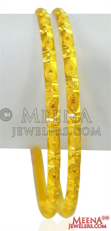 22Karat Gold Machine Bangle (2 Pcs) - BaGo25964 - 22 Karat Gold Machine ...