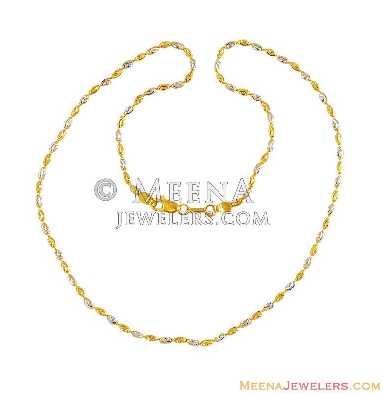 22K Rice Ball Gold Chain - ChFc12690 - 22k Rice Ball gold two tone ...