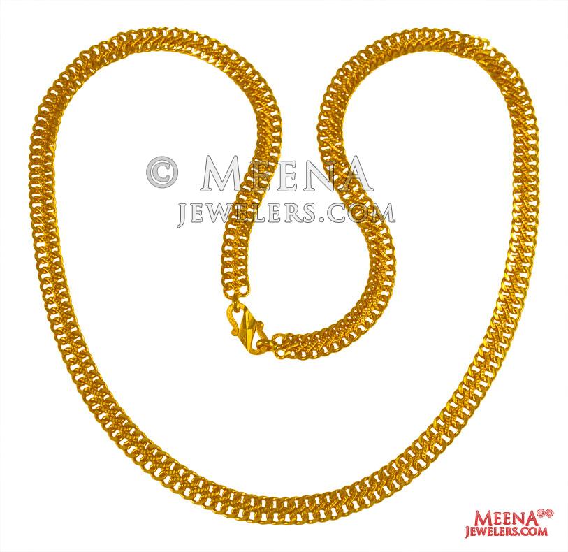 22K Gold Chain (22 In) ChPl24819 22K Gold link chain for Men's is designed with machine cuts
