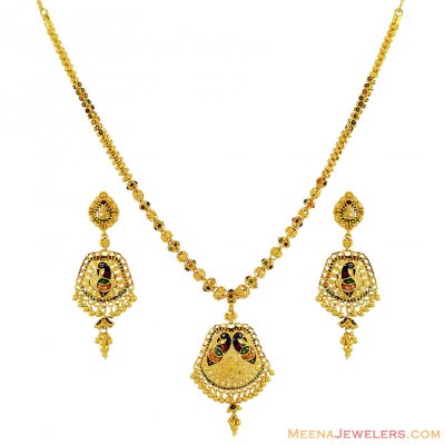 22KDesigner Meenakari Necklace Set ( 22 Kt Gold Sets )