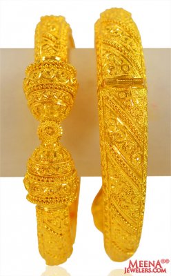 22K Yellow Gold Filigree Kadas 2pc ( Kadas )