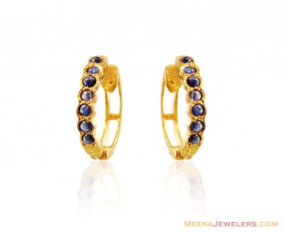 Fancy Sapphire Studded Hoops 22k ( Precious Stone Earrings )