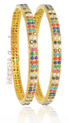 22Kt Gold Navratan Bangles ( Precious Stone Bangles )