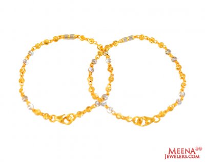 22Kt Gold TwoTone Baby Bracelet 2pc ( 22Kt Baby Bracelets )