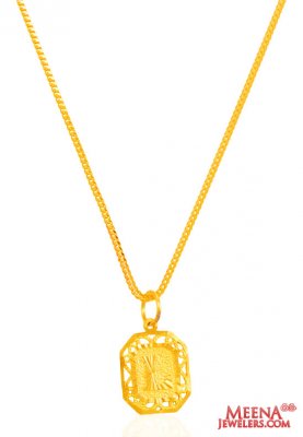 22K Gold Initial Pendant (Letter L) ( Initial Pendants )