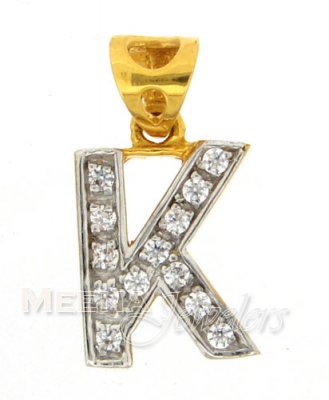 22Kt Gold Pendant with Initial(K) ( Initial Pendants )