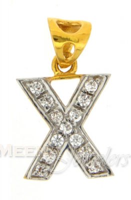 22Kt Gold Pendant with Initial(X) ( Initial Pendants )