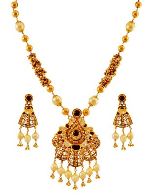 22K  Designer Antique Necklace Set ( Antique Necklace Sets )