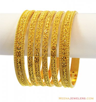 22K Yellow Gold Bangles Set ( Set of Bangles )