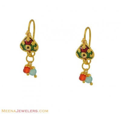 22k Fancy Meenakari Earrings ( 22Kt Gold Fancy Earrings )