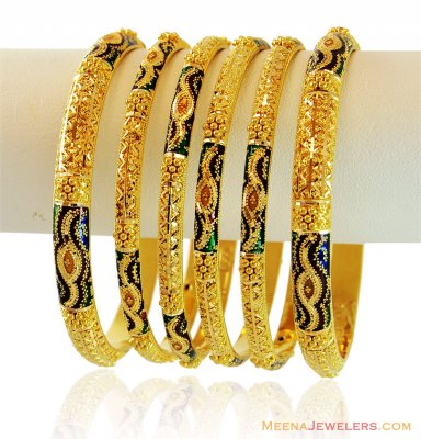 Designer Meenakari Gold Bangles Set ( Set of Bangles )