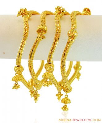 22k Gold Designer Filigree Bangles  ( Set of Bangles )