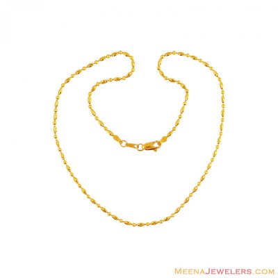 22k Rice Balls Chain (16 Inch) - chfc15736 - 22K Gold chain for ladies ...