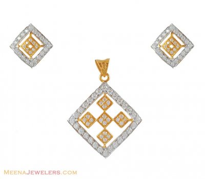 Signity Two Tone Pendant Set ( Fancy Pendant Set )