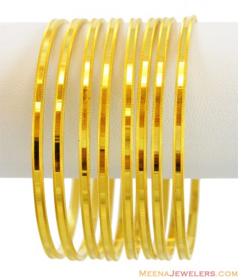 22K Plain Machine Bangles Set  ( Set of Bangles )