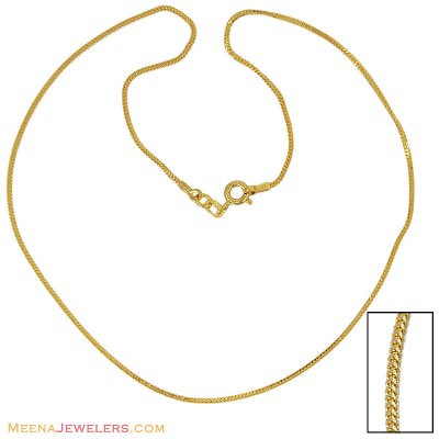22k Plain Kids Thin Chain (14 Inch) ( Plain Gold Chains )