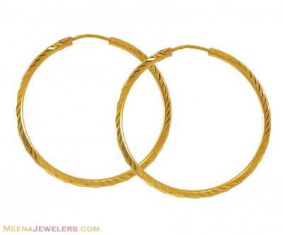 22K Yellow Gold Hoops ( Hoop Earrings )