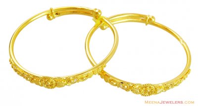 Designer Gold Baby Kadas (pair) ( Baby Bangles )