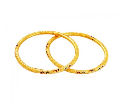 22K Gold Kids Meena Bangle (2 Pcs) ( Baby Bangles )