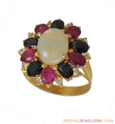 22Kt Precious Stone Ring ( Ladies Rings with Precious Stones )