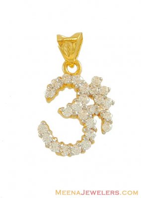 22k Gold Pendant With CZ ( Om Pendants )