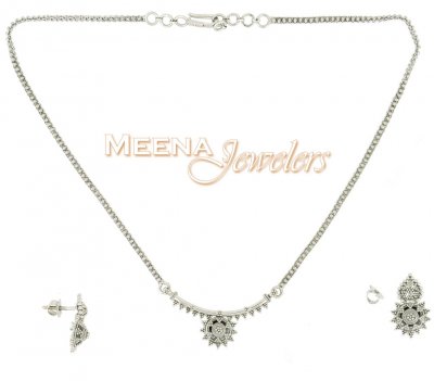 22Kt White Gold Necklace Set ( White Gold Sets )