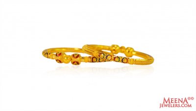 22k  Gold Kids Kada (2pc) ( Baby Bangles )