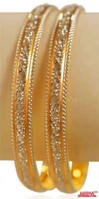 22K Gold And Rhodium Bangles (1 Pc) ( Gold Bangles )