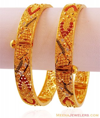 Three Tone Gold Kada (2PC) ( Kadas )