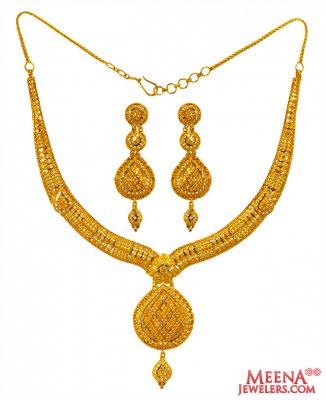 22kt Gold Fancy Necklace Set ( 22 Kt Gold Sets )