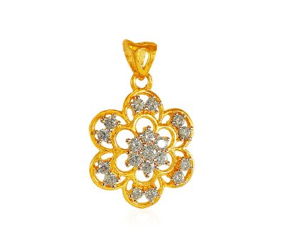 22K Floral CZ Pendant ( Fancy Pendants )