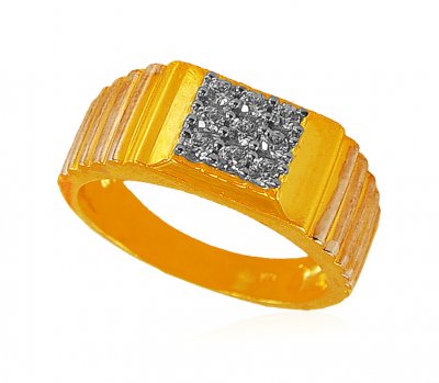 Gold Two Tone Mens Ring ( Mens Signity Rings )