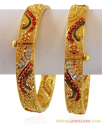 22K Gold Tricolor Kada (2 Pc) ( Kadas )