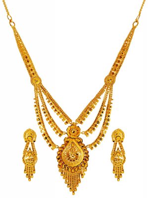 22 karat Gold Necklace Earring Set ( 22 Kt Gold Sets )