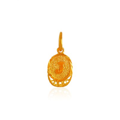 22k Gold J Initial  Pendant  ( Initial Pendants )