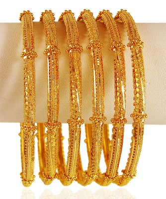 22k  Pipe Bangles (6PCs) ( Set of Bangles )