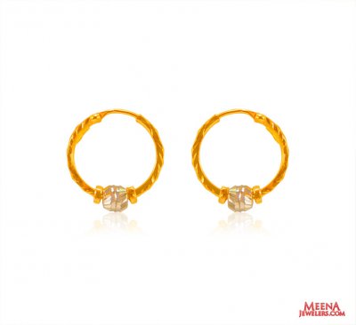 22 kt Gold Two Tone Hoop Earrings ( Hoop Earrings )