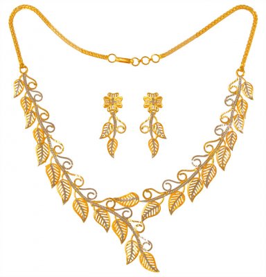 22Kt Gold Two Tone Necklace Set  ( Light Sets )