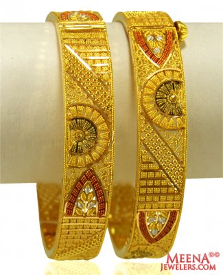22 Karat Gold Tricolor Kada (Pair) ( Kadas )