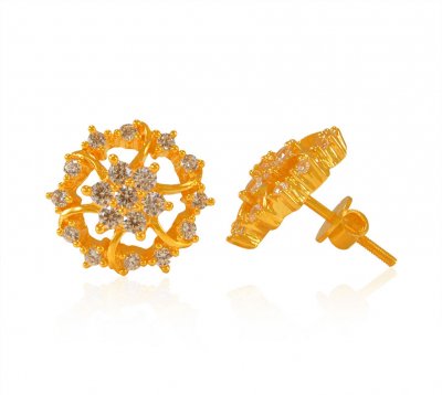 22 Karat Fancy Gold Tops with CZ  ( Signity Earrings )