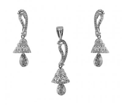 18K White Gold Diamond Pendant Set ( Diamond Pendant Sets )