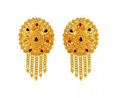 Gold Meenakari Earrings ( 22 Kt Gold Tops )