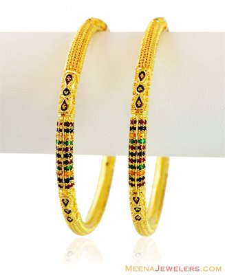 22K Beautiful Meena Bangles (2PC) ( Gold Bangles )