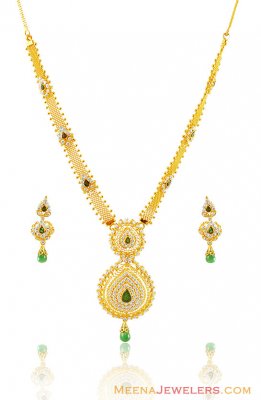 Designer 22k Emerald Stones Set ( Gold Designer Sets )